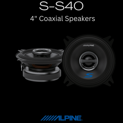 Alpine S-S40 4 Inch 2-Way Coaxial Speakers