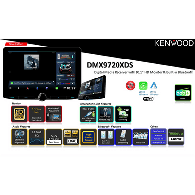 Kenwood DMX9720XDS 10" wireless carplay android auto tablet