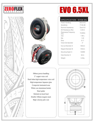 ZeroFlex EVO6.5XLE 6.5 inch sub and enclosure